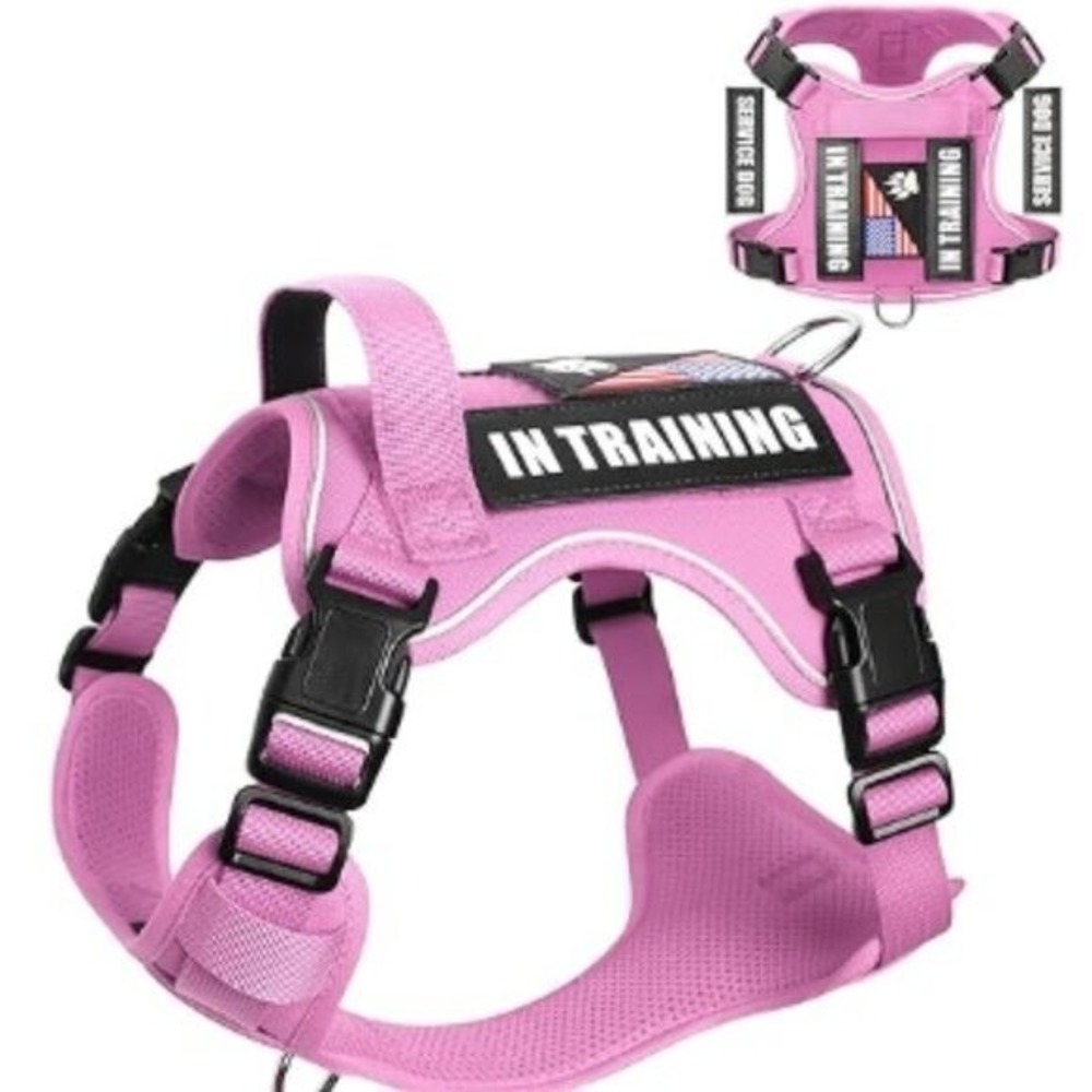 Tactical Dog Harness Service Animal Vest L PINK In Training Patches No Pull
